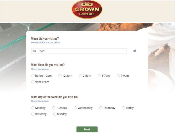Crown Carveries Feedback Survey