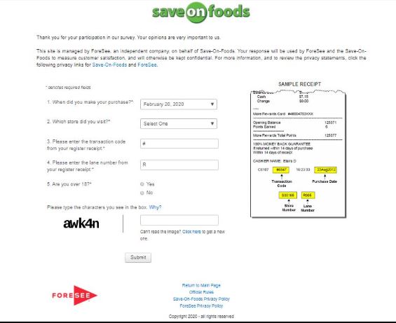 Save on Foods Customer Survey