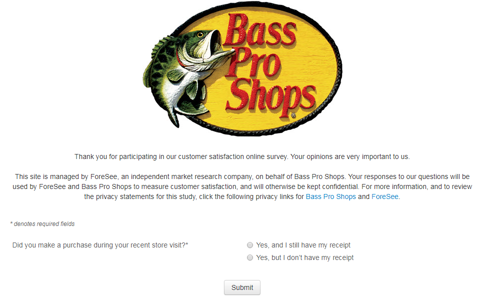 Bass Pro Shops Guest Satisfaction Survey
