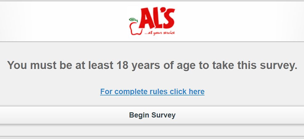 www.AlsFeedback.com Survey