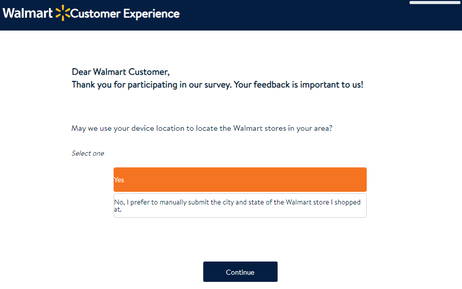 Walmart Customer Opinion Survey